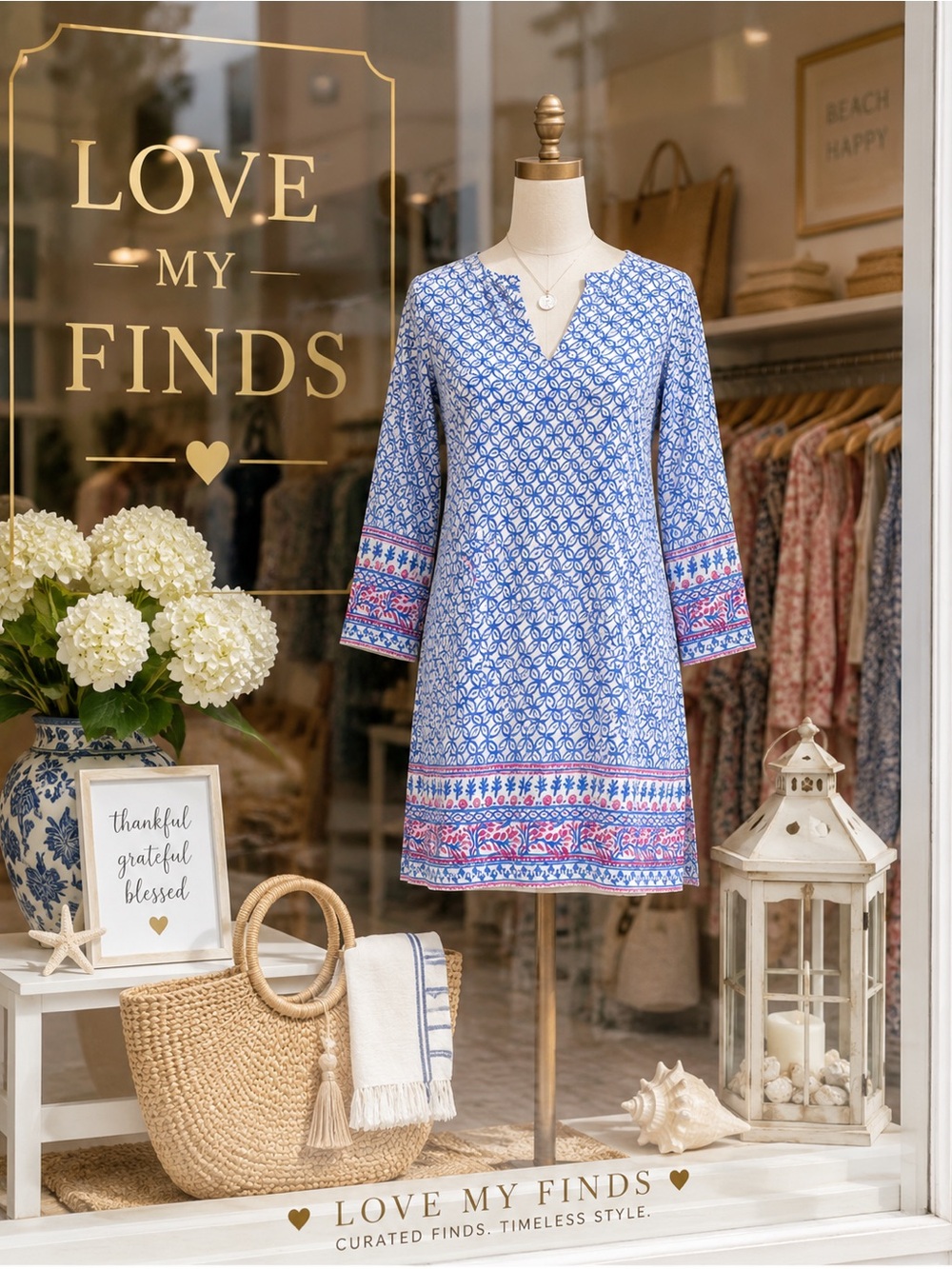 Vineyard Vines Blue White Pink Coastal Print Shift Dress XS Resort  Preppy